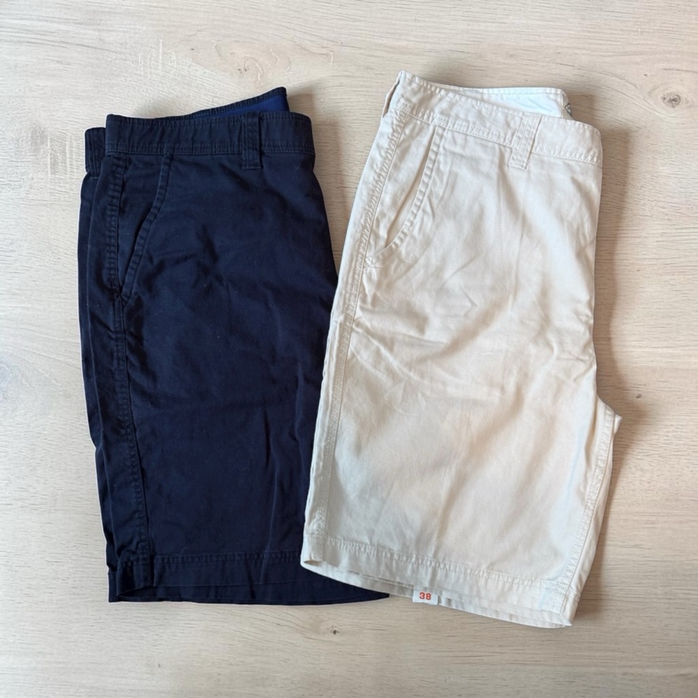 St. John's Bay Men's Flat Front Shorts - Navy & Khaki (NWT) Comfort Stretch